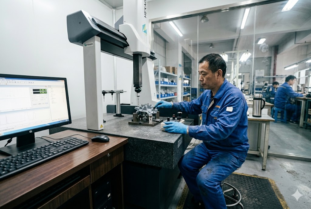 CMM Quality Inspection Technician using CMM machine for precision quality inspection of custom mechanical parts (ID#2)