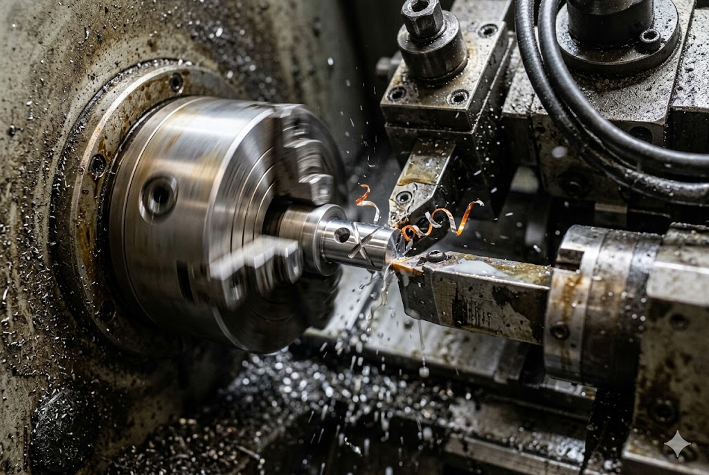 Custom CNC Precision Machining CNC lathe precision turning custom metal part with coolant spray (ID#2)