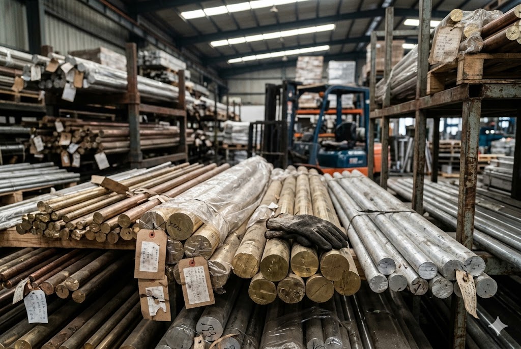 Metal Raw Material Stock Brass and aluminum rod raw material warehouse for custom mechanical parts (ID#4)