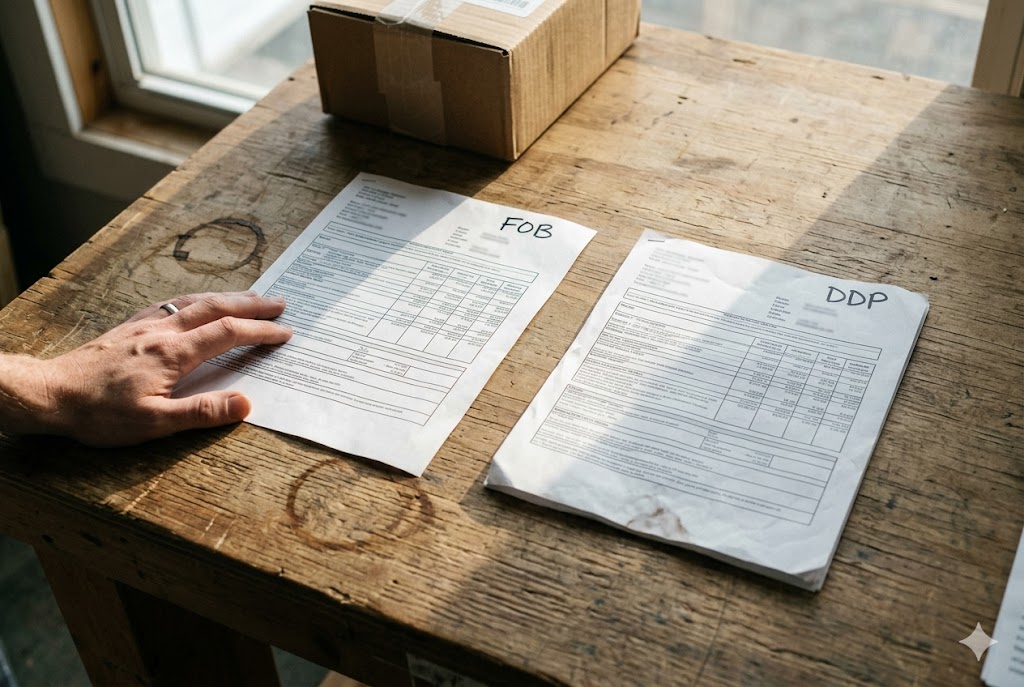 FOB DDP Export Logistics FOB and DDP shipping quote documents for international mechanical parts export (ID#4)