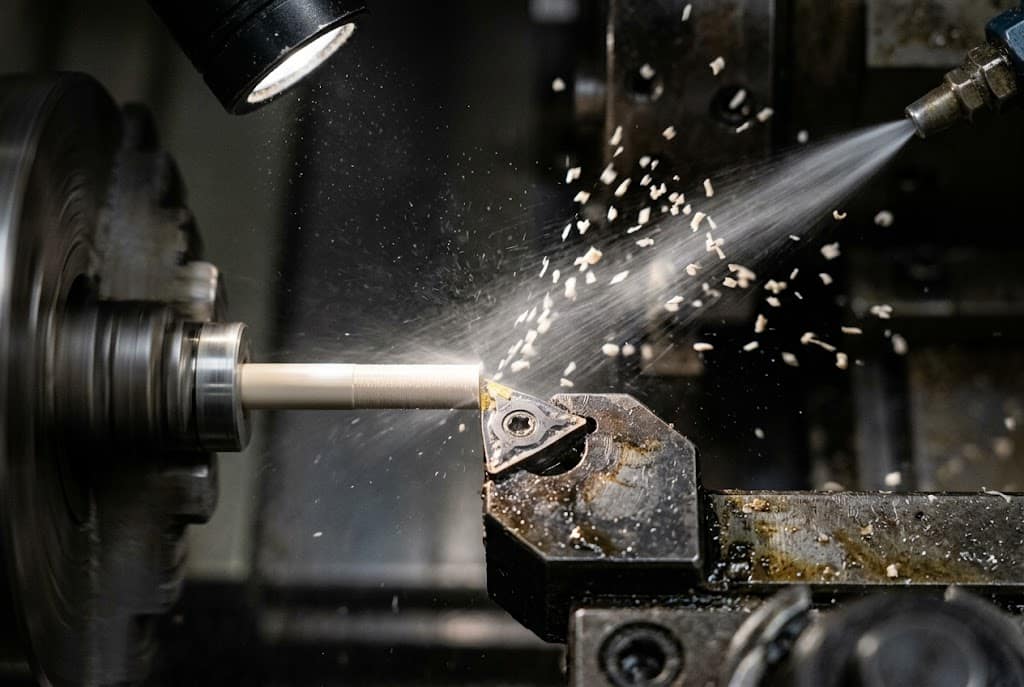 Precision CNC Metal Turning CNC lathe precision turning custom metal shaft with coolant spray (ID#2)