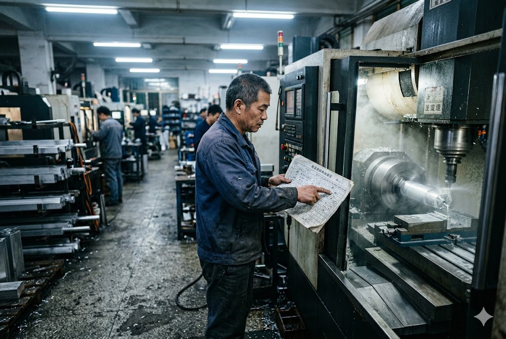 Custom CNC Machining China Chinese CNC machinist operating precision lathe for custom mechanical parts export (ID#2)