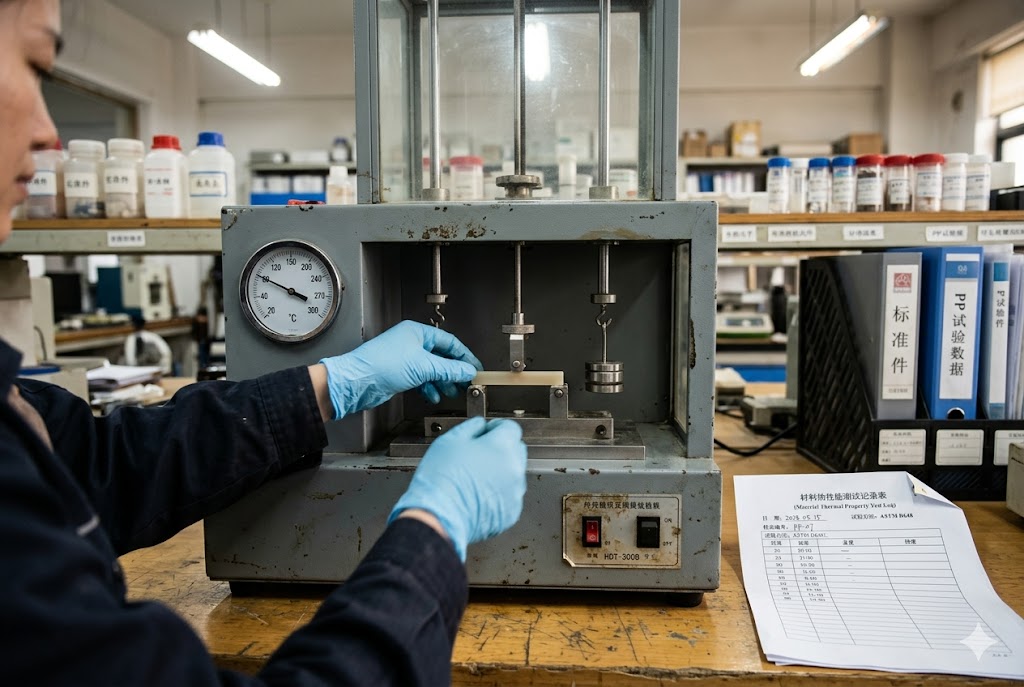 Material Testing Lab Lab technician operating thermal property testing machine for material QC (ID#3)
