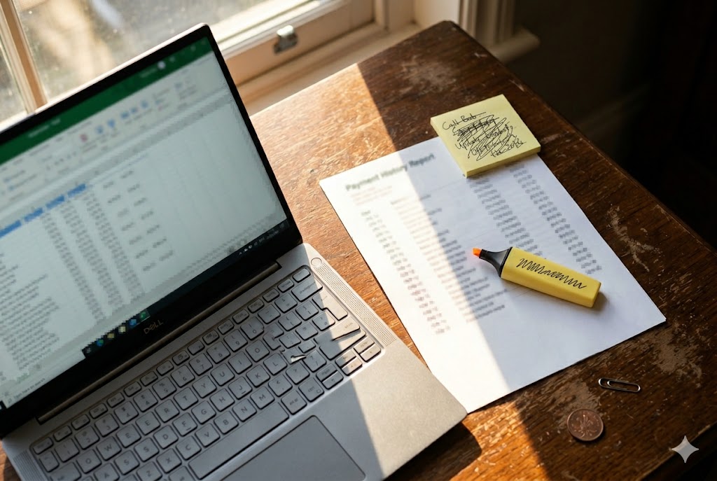B2B Supply Chain Report Procurement spreadsheet and payment report on desk for B2B supply chain management (ID#4)