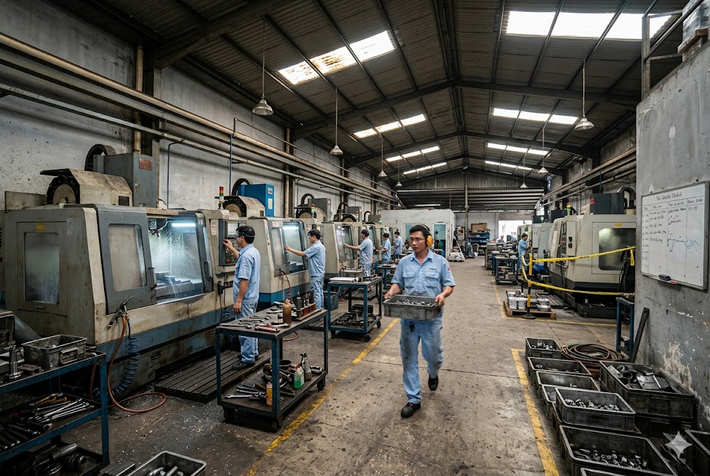 Vietnam CNC Parts Factory Vietnam CNC machining workshop producing custom mechanical parts for export (ID#4)