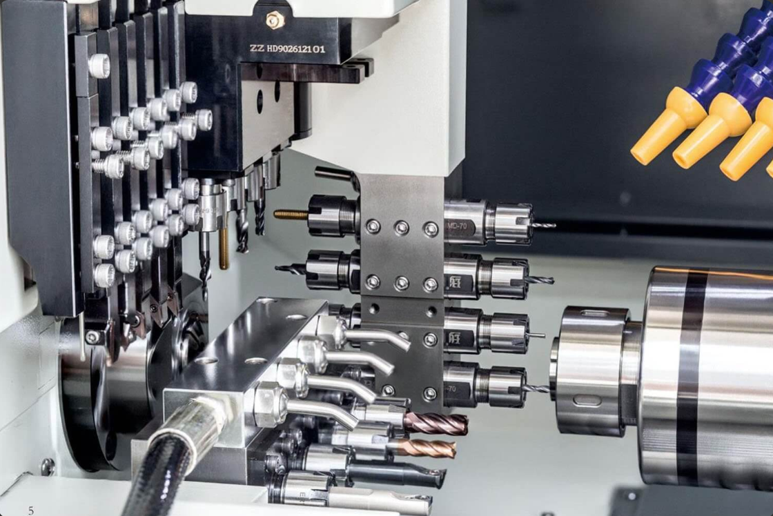 CNC Multi-Tool Turret CNC lathe tool turret with multiple cutting tools for precision machining (ID#4)