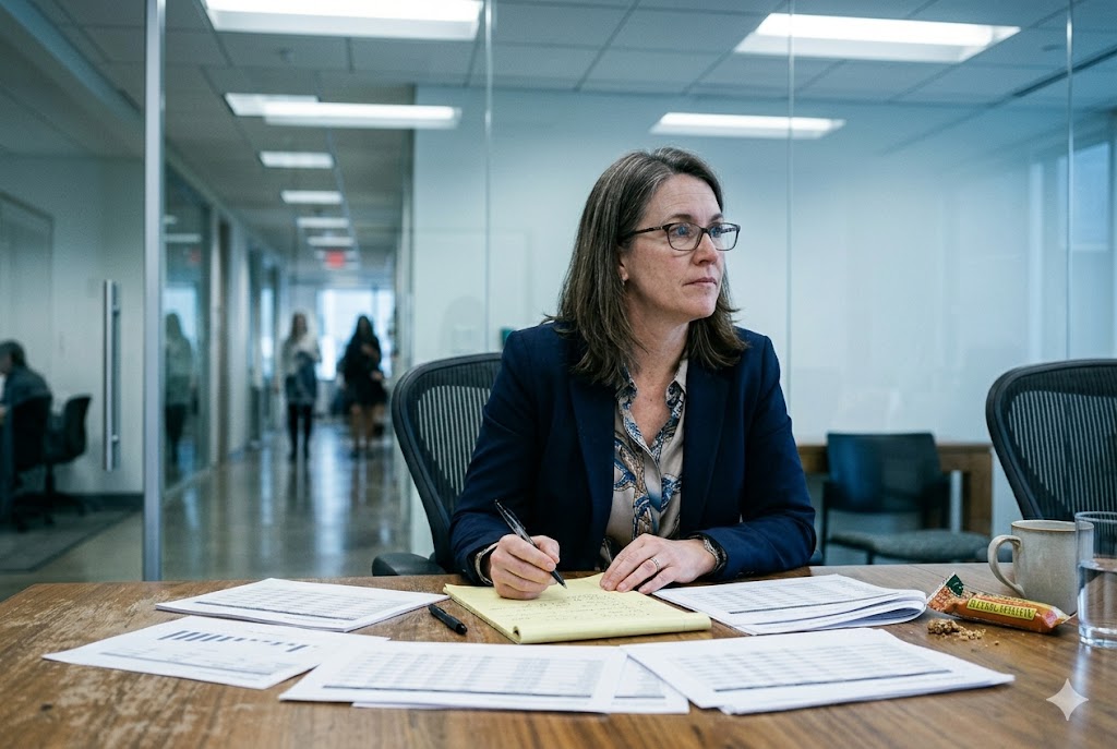 Purchasing Manager Sourcing Professional purchasing manager reviewing supplier documents in modern office (ID#5)