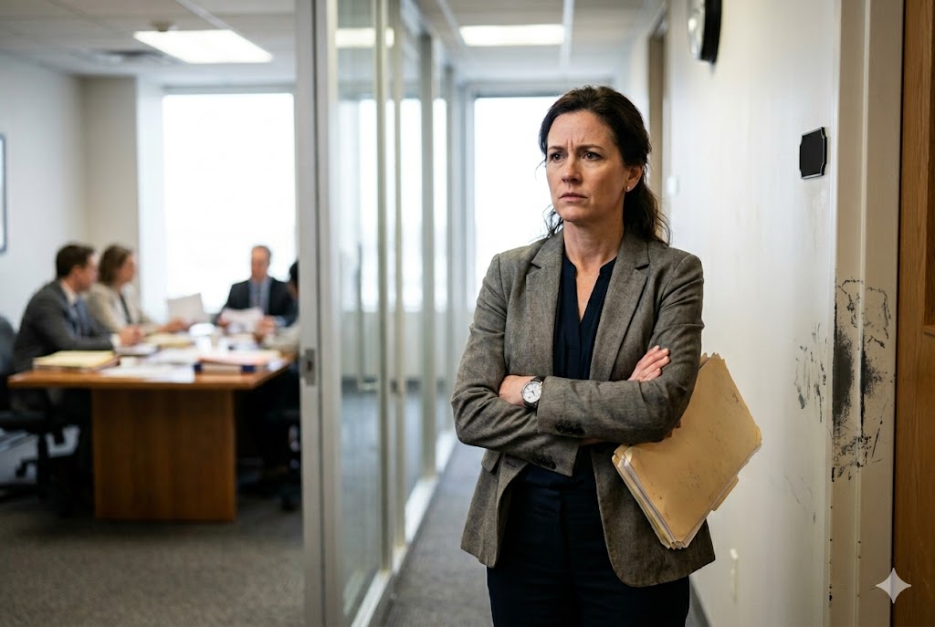Purchasing Manager Evaluating Confident purchasing manager with files outside boardroom evaluating mechanical parts suppliers (ID#5)